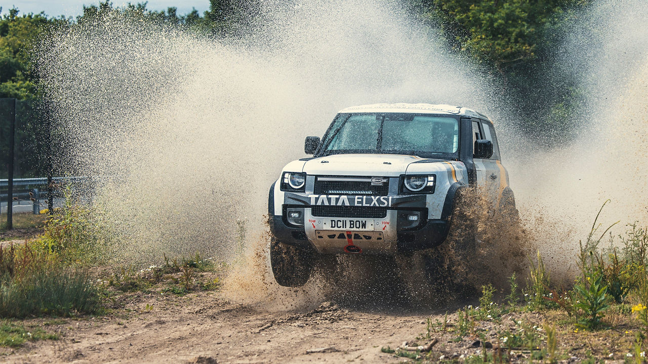 Defender splashing the water