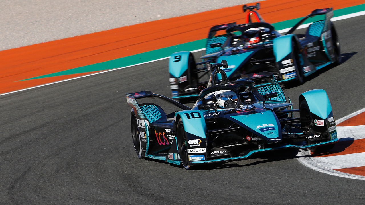 Jaguar TCS Racing car on track