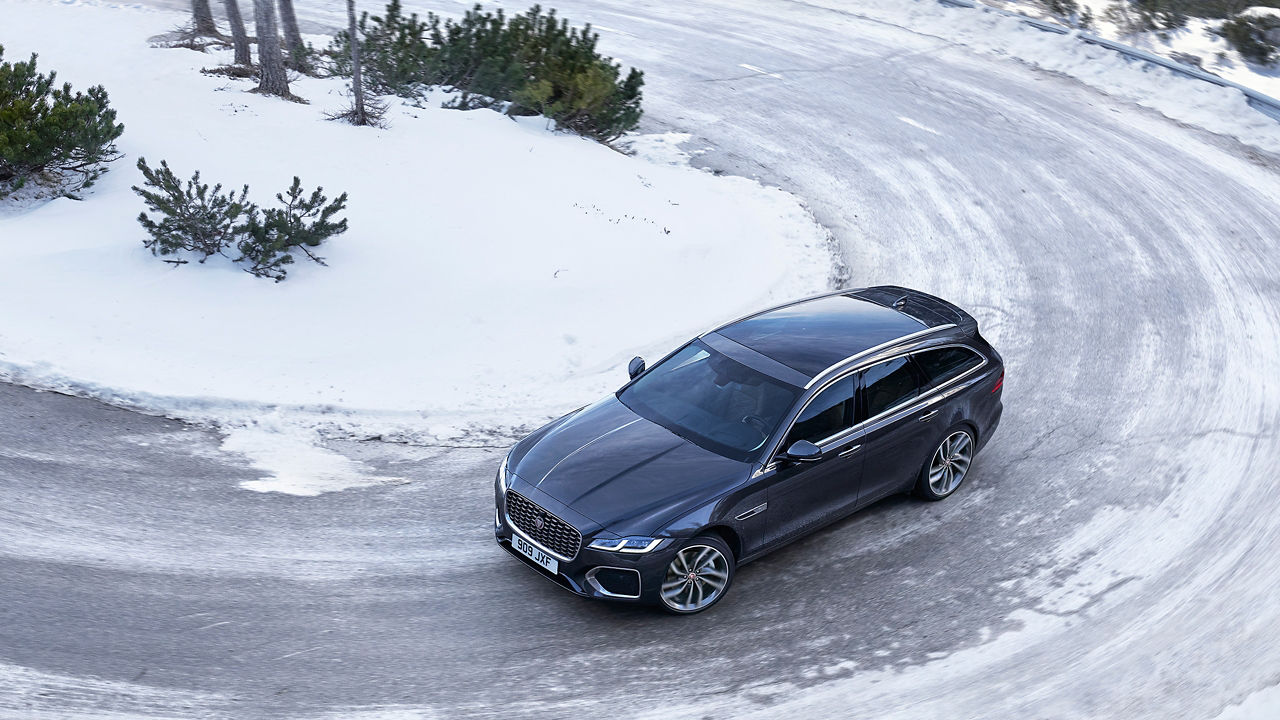 Jaguar XF running on ice road