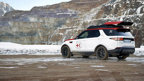 The Discovery kitted out in Red Cross livery