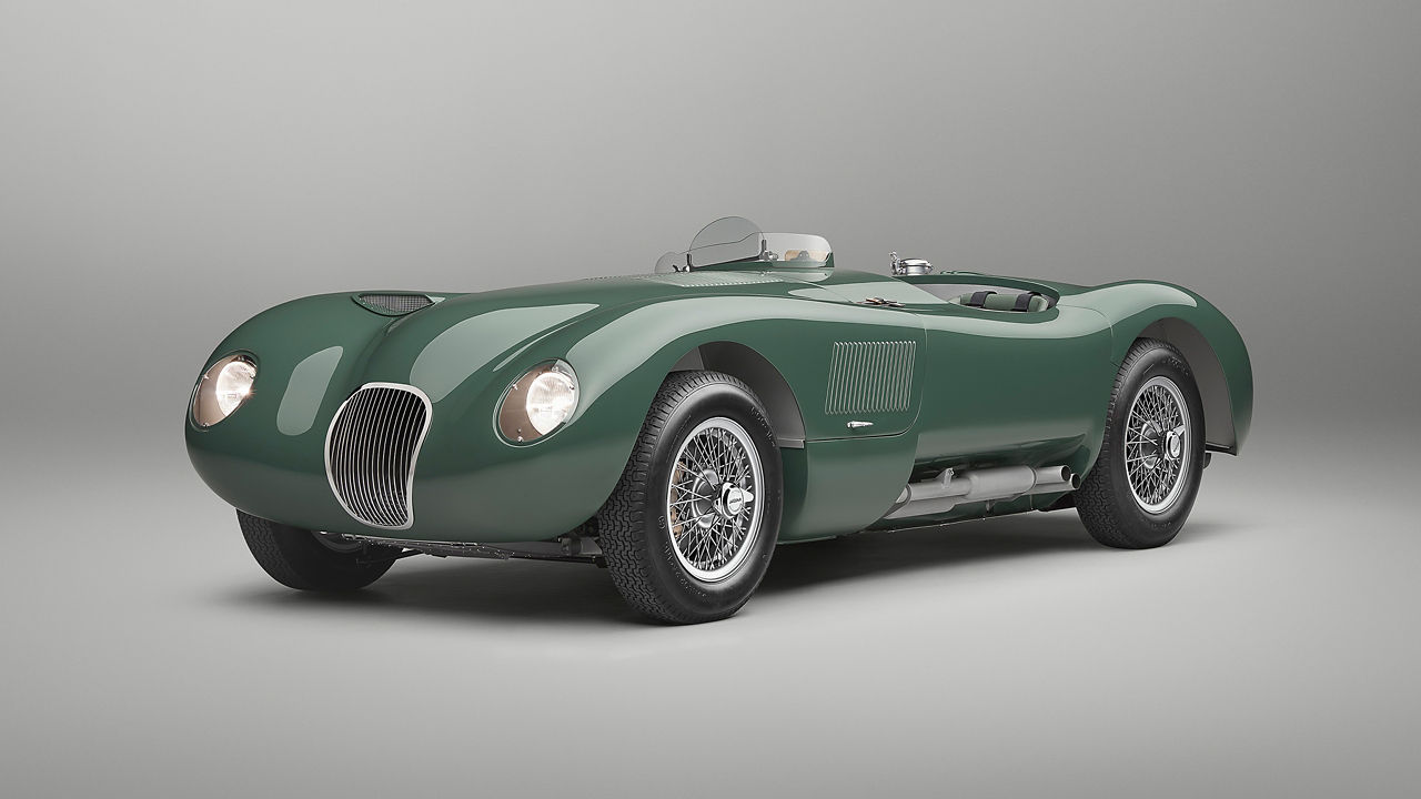 Parked Jaguar C-Type Continuation during the launching 