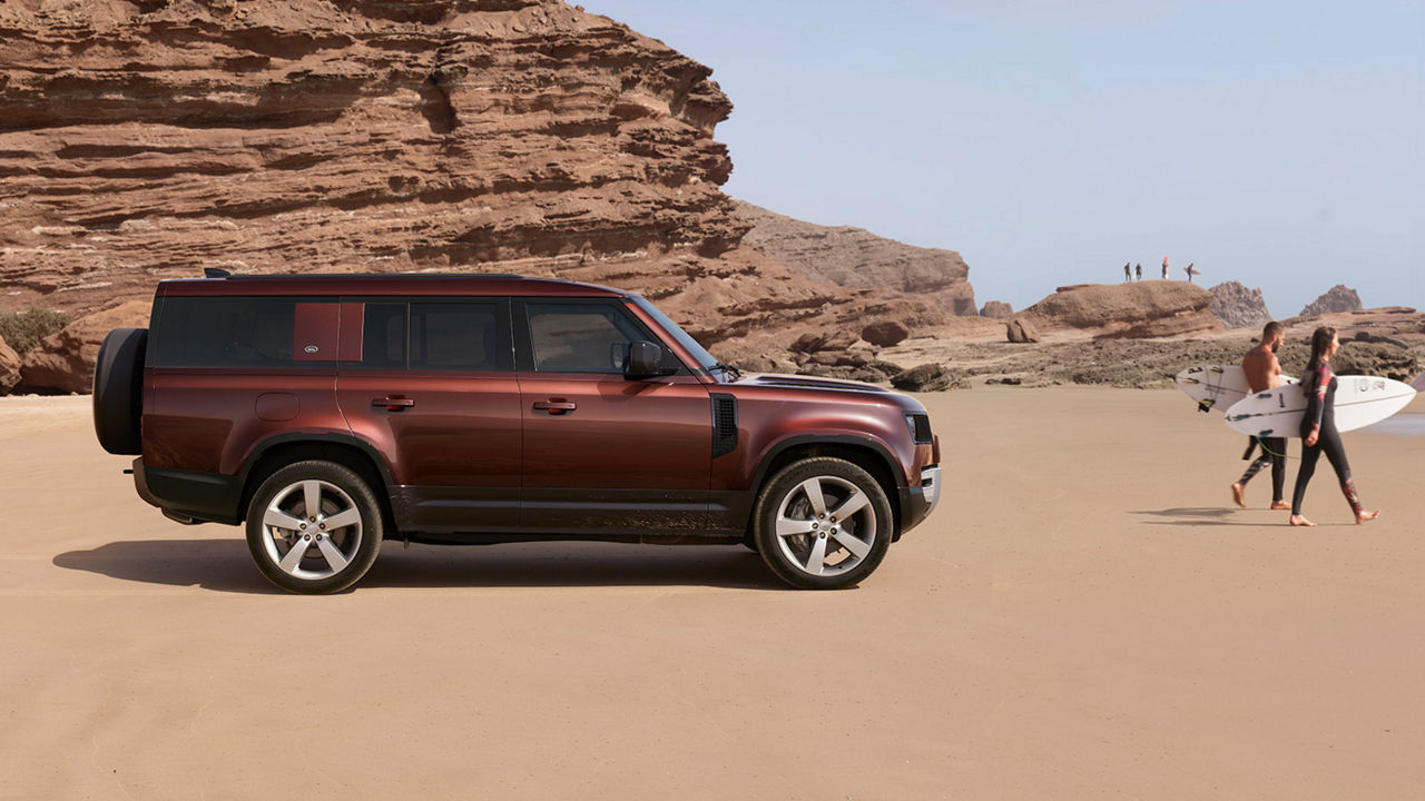 Family Picnic On A Beach Side With Defender