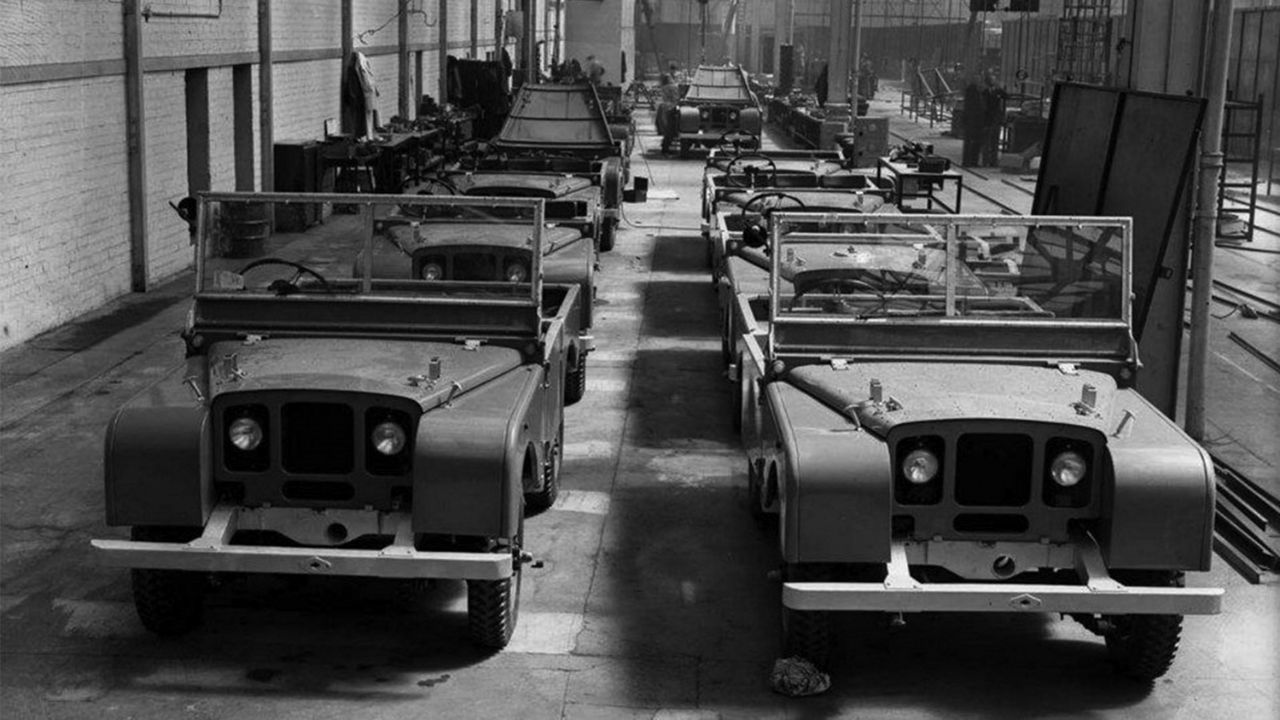 Multiple series one Defenders in a workshop