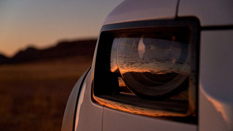 Headlight glass reflection close up shot