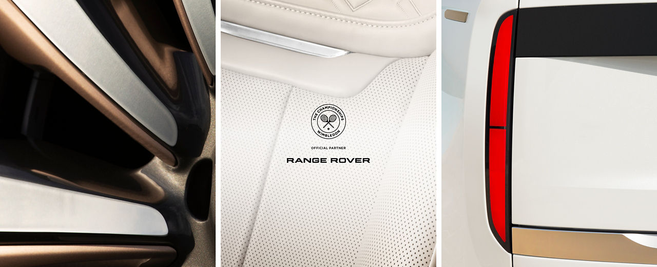 Collage of three close up images of Range Rover the official partner for Wimbledon