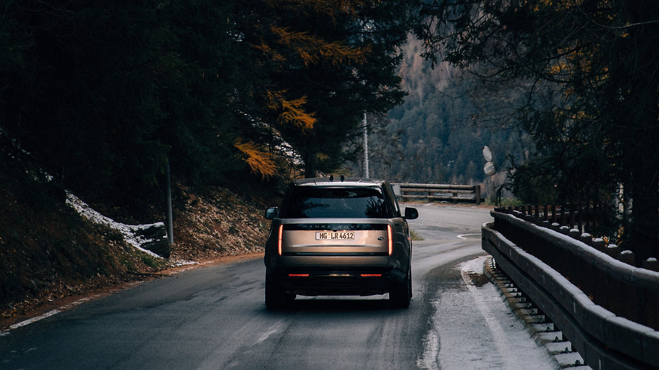 New Range Rover L460 on the road back view