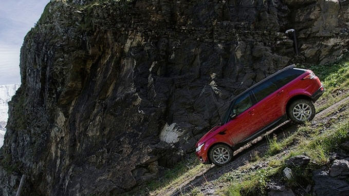 Range Rover Sport driving downhill