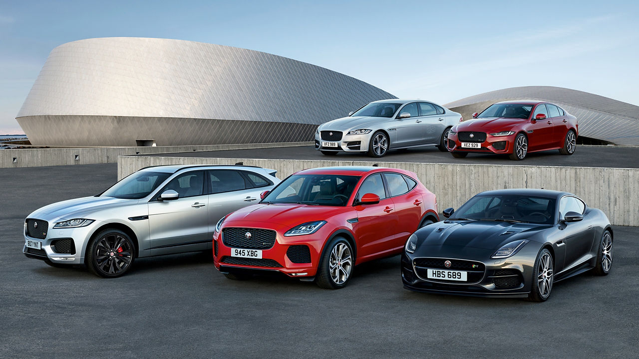 Jaguar Range of 5 car parked 