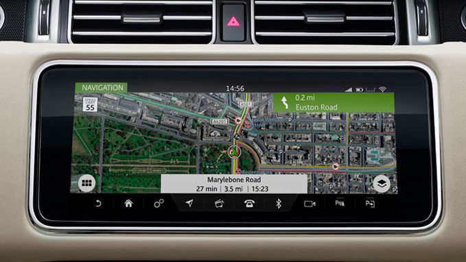 Land Rover In Car Technology showing closest charging points