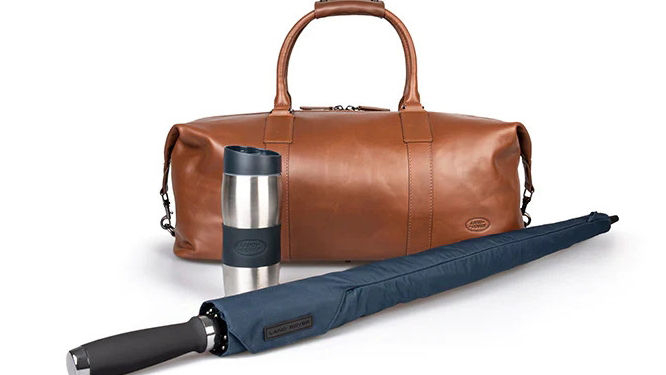 Land Rover bag, travel mug and umbrella 