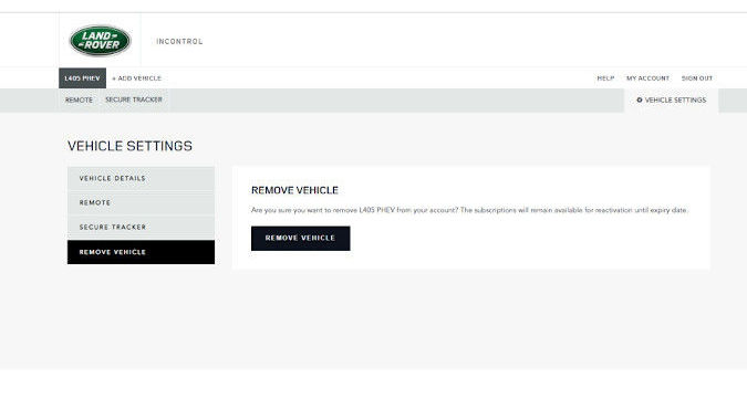 LR REMOVE A VEHICLE FROM THE ACCOUNT