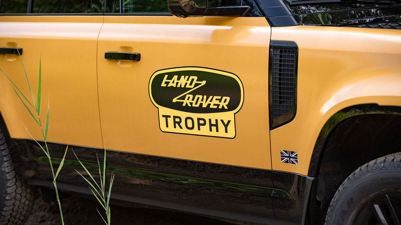 Land Rover Defender Trophy Edition logo on vehicle