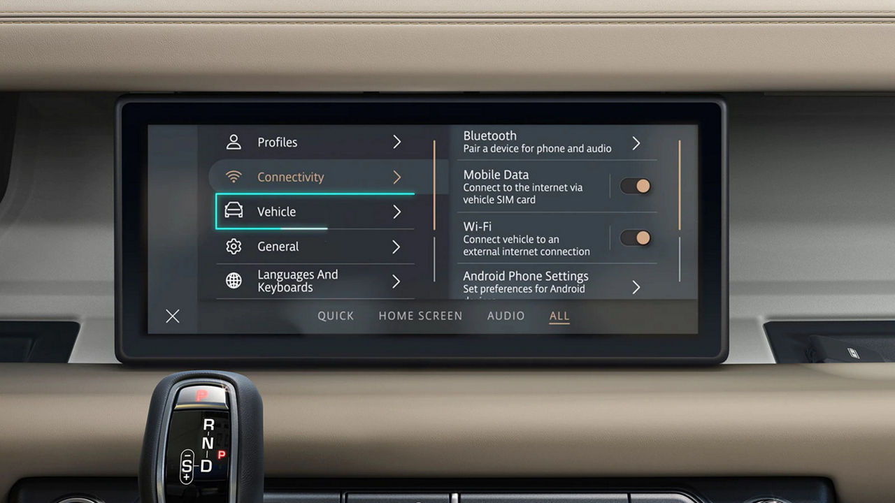 Touchscreen Device showing Connection Settings 