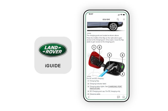 Land Rover logo with mobile interface