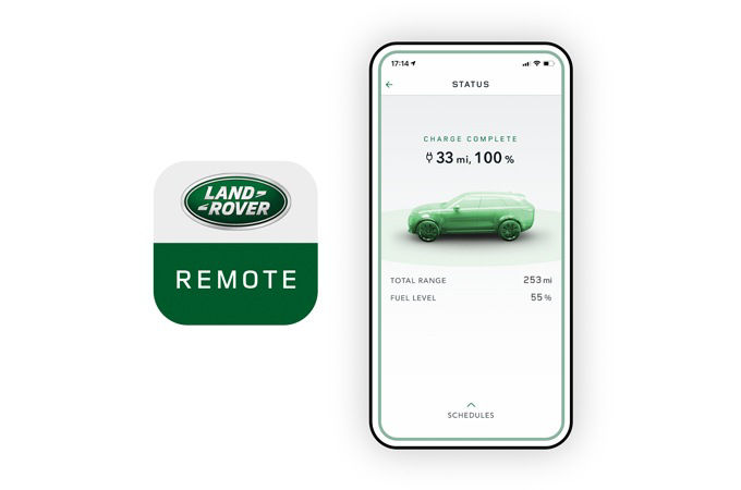 Land Rover Remote Application Showing Charging Information on Smart Phone