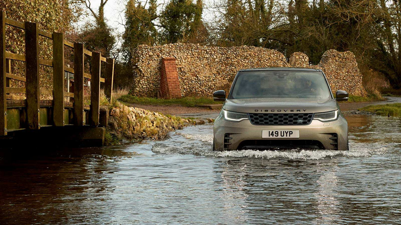 Discovery driving through water