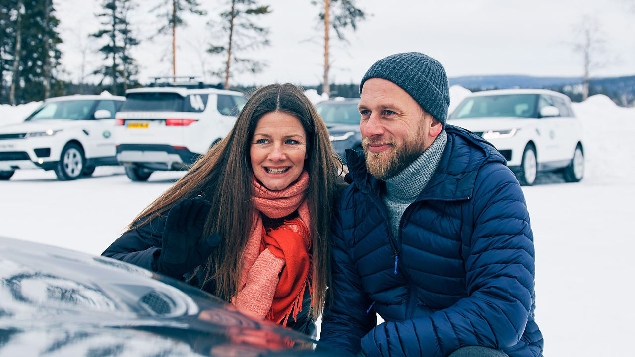 A couple is seen laughing