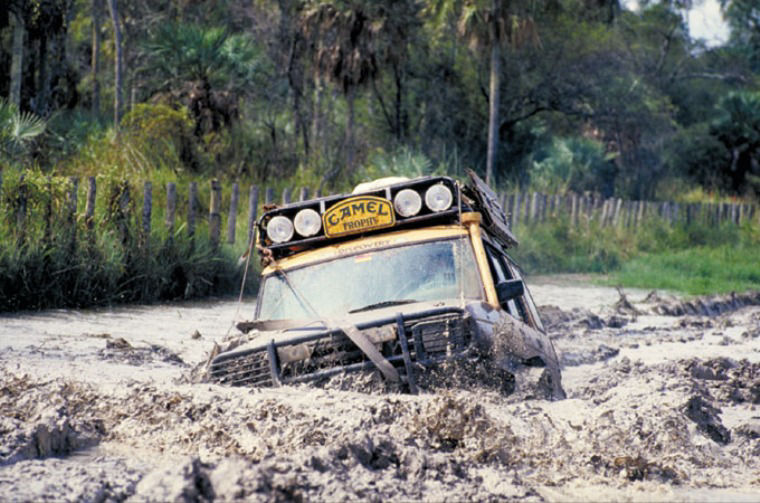 Range Rover driving through water