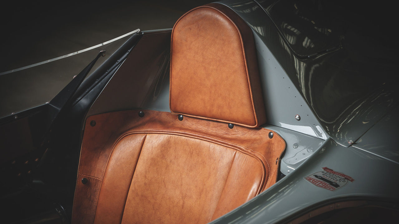 Hard Leather Seat in Jag D-Type