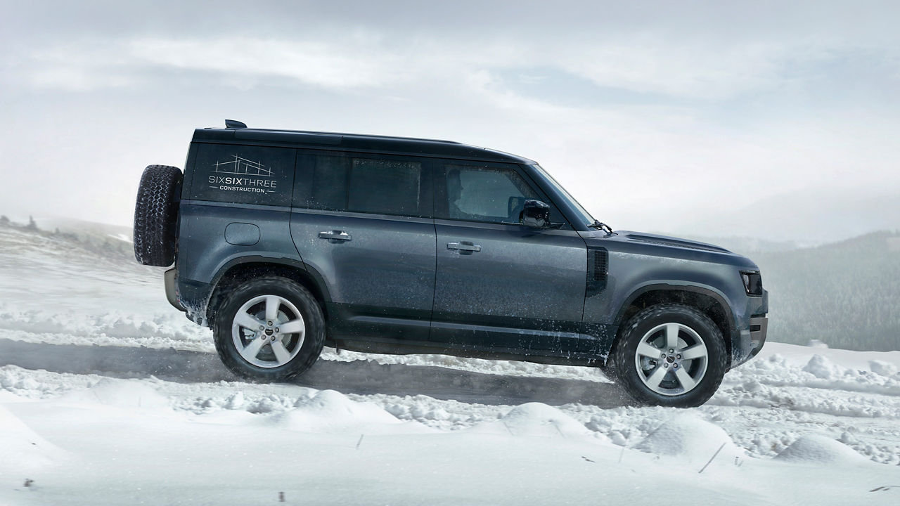 Defender Hard Top Decal on snow hill