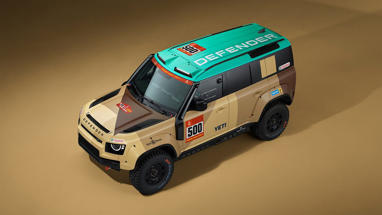 High front three-quarter view of Defender Dakar.