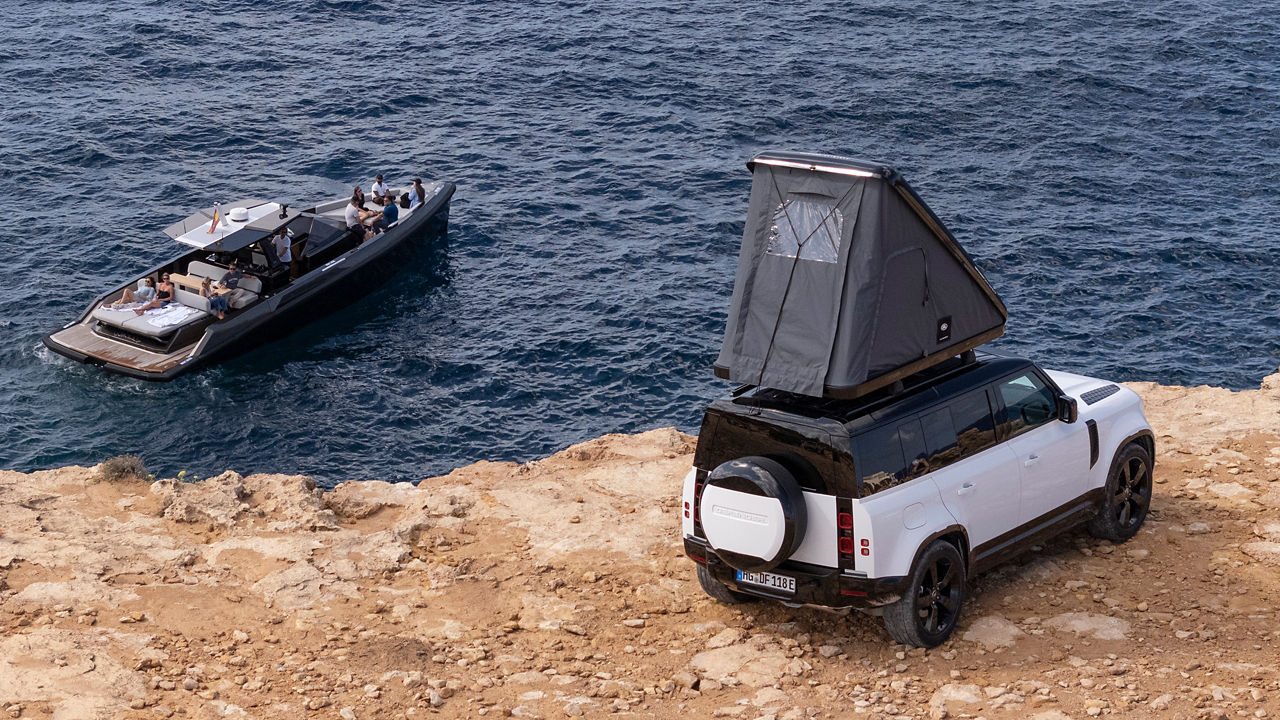 aerial view of defender on a cliff