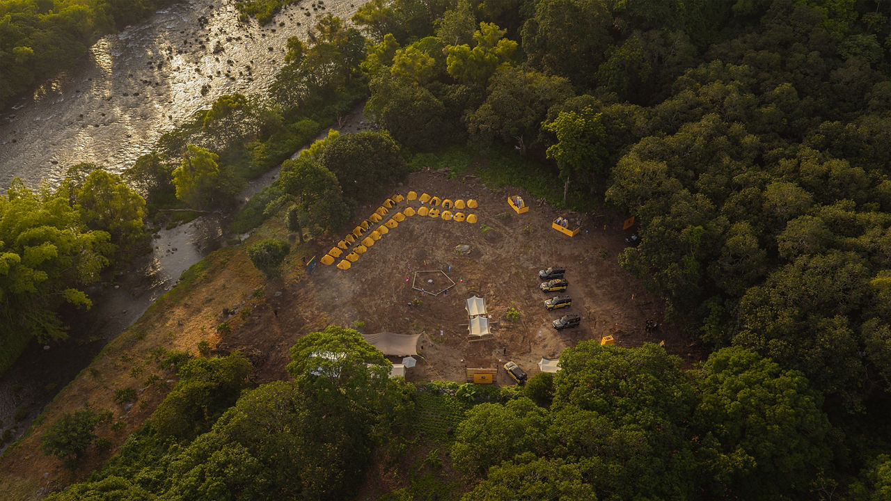 Aerial campsite view