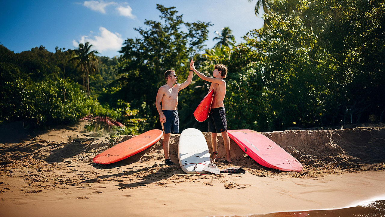Finalist with surfboard