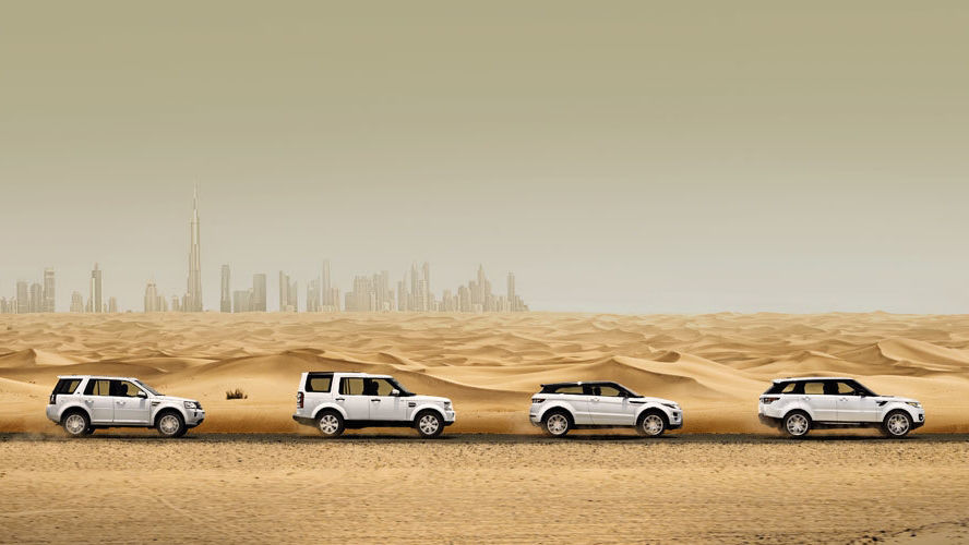 Land Rover Vehicles in Desert