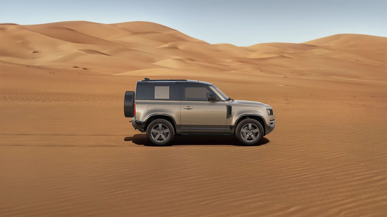 Defender 90 X-Dynamic HSE edition standing in Desert