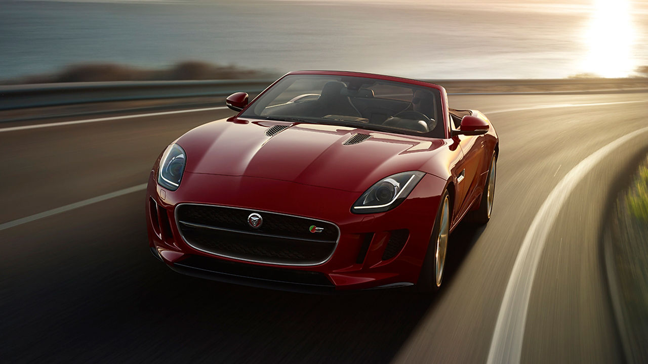 Jaguar F-Type speeding on the road