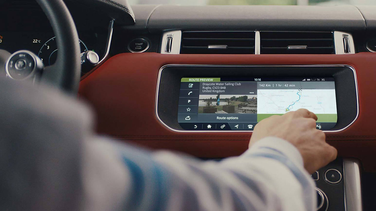 Close View Of Navigation Screen Of Range Rover