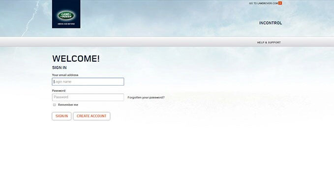 Land Rover Sign-In Page