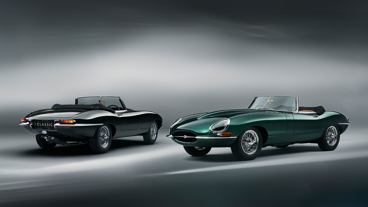 Jaguar Classic E-type Parked in Showroom