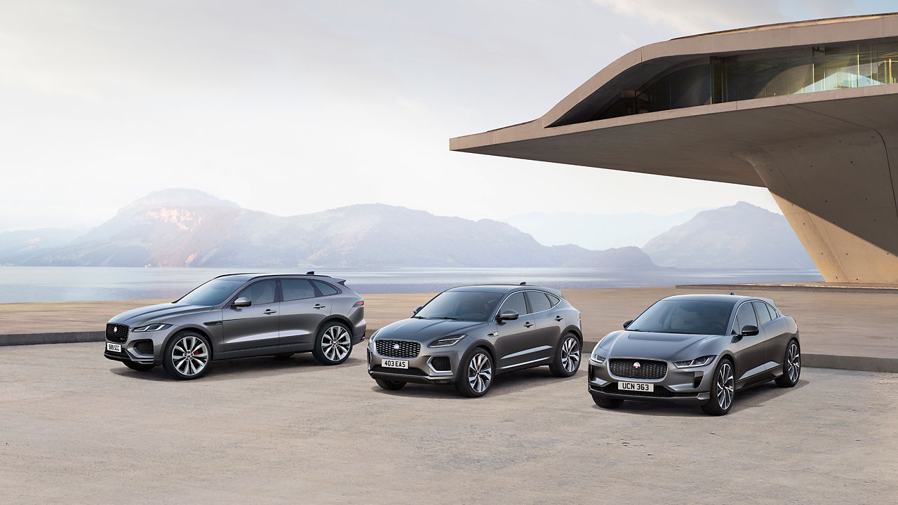 Jaguar F-PACE, E-PACE and I-PACE parked 