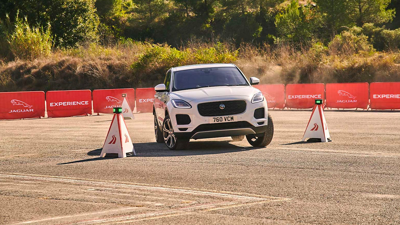 Jaguar E-Pace showing driving skills at experience tour