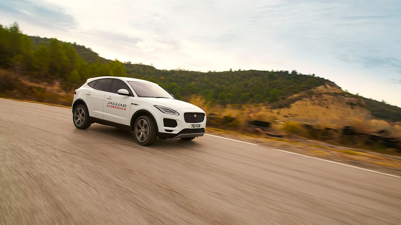 Jaguar E-Pace showing driving skills at experience tour