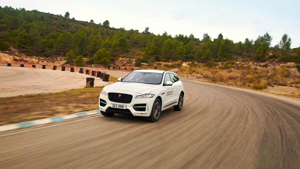 Jaguar F-Pace showing driving skills at experience tour