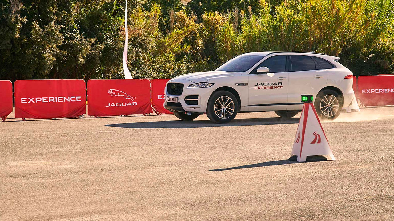 Jaguar F-Pace showing driving skills at experience tour