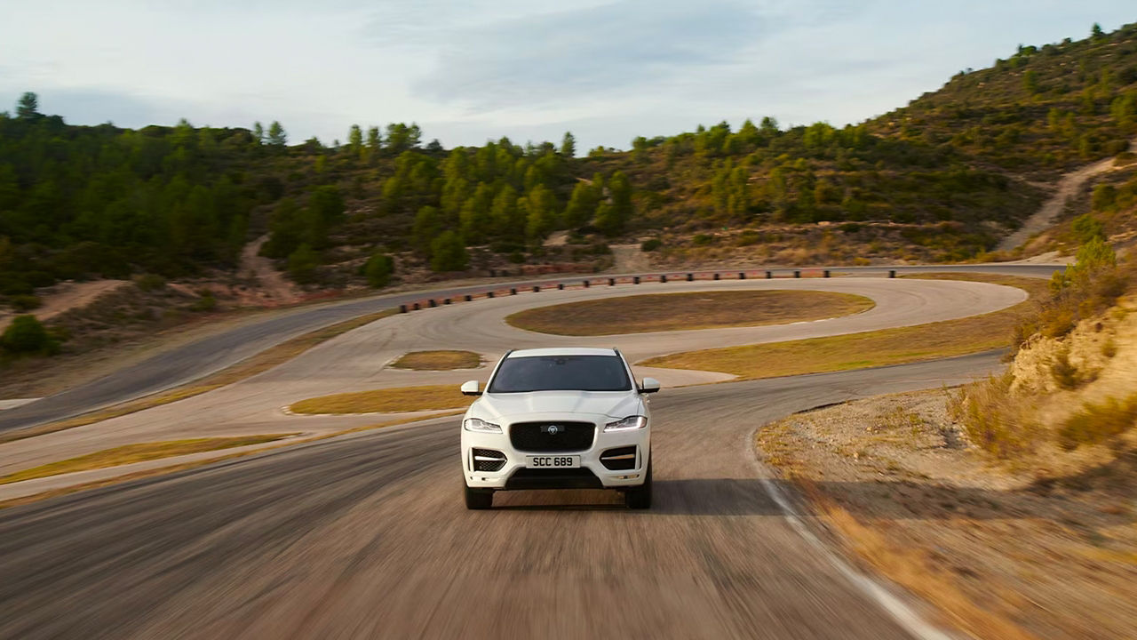 Jaguar F-Pace showing driving skills at experience tour