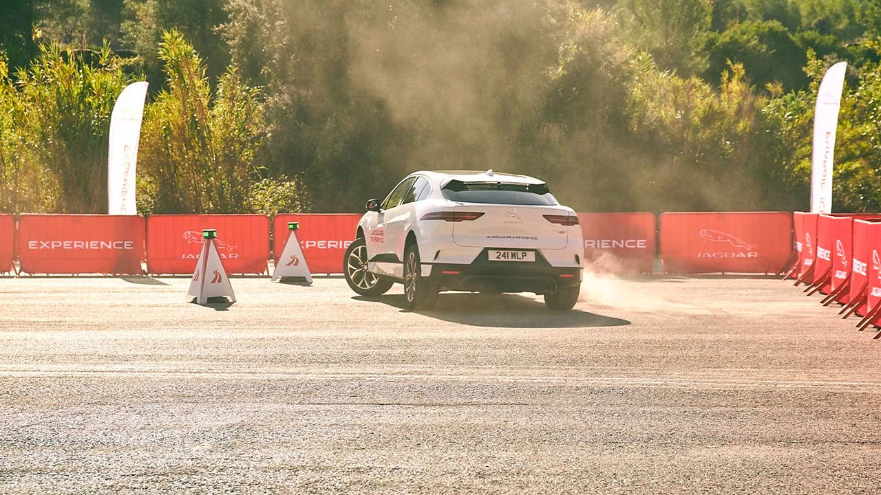 Jaguar I-Pace showing driving skills at experience tour