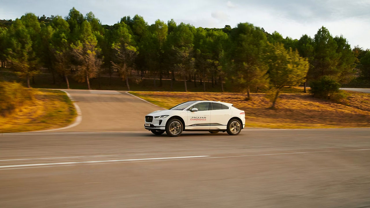 Jaguar I-Pace showing driving skills at experience tour