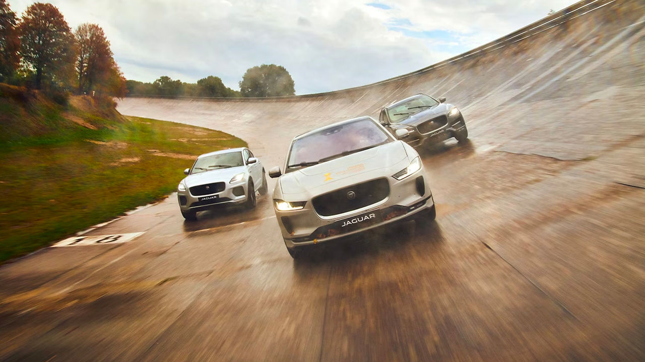 Jaguar Pace showing driving skills at experience tour