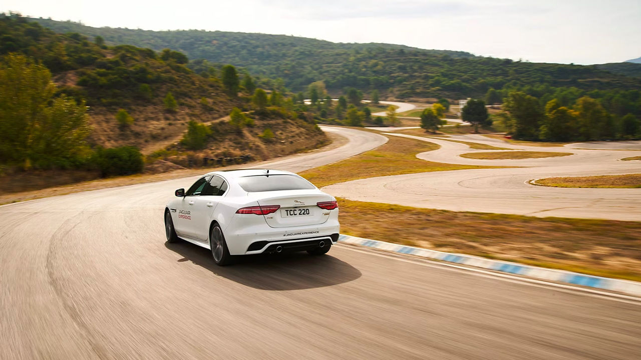 Jaguar XE showing driving skills at experience tour