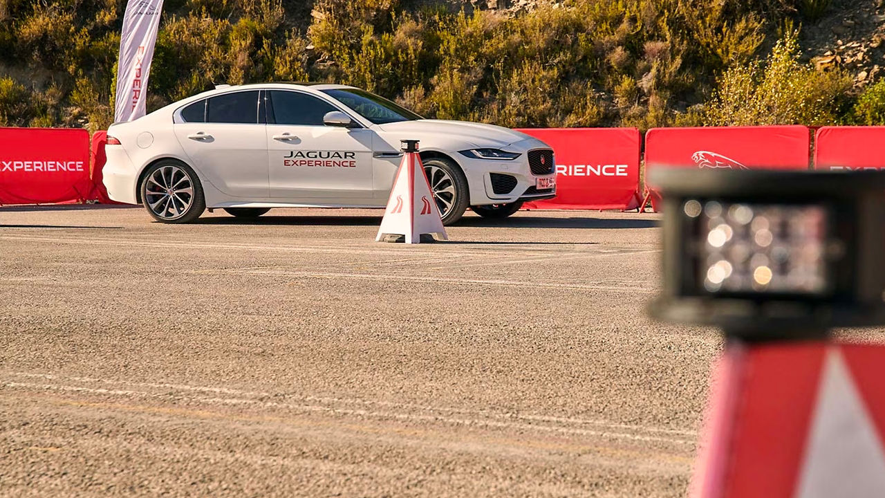 Jaguar XE showing driving skills at experience tour