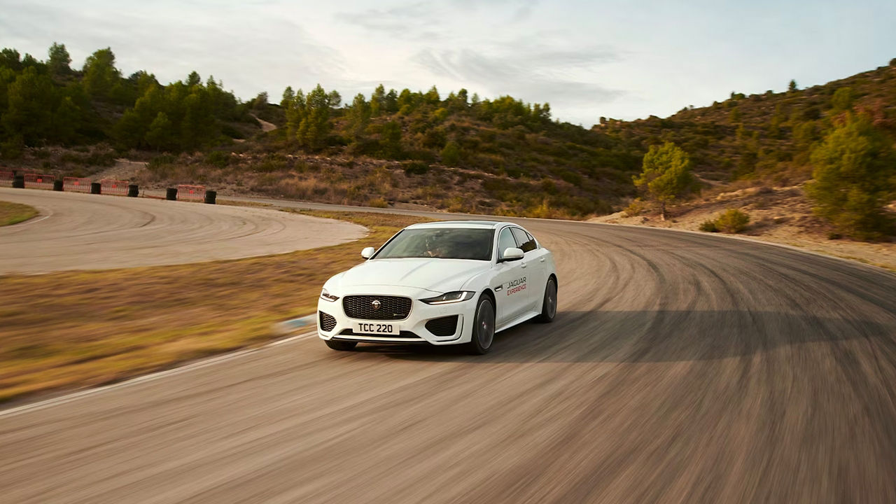 Jaguar XE showing driving skills at experience tour