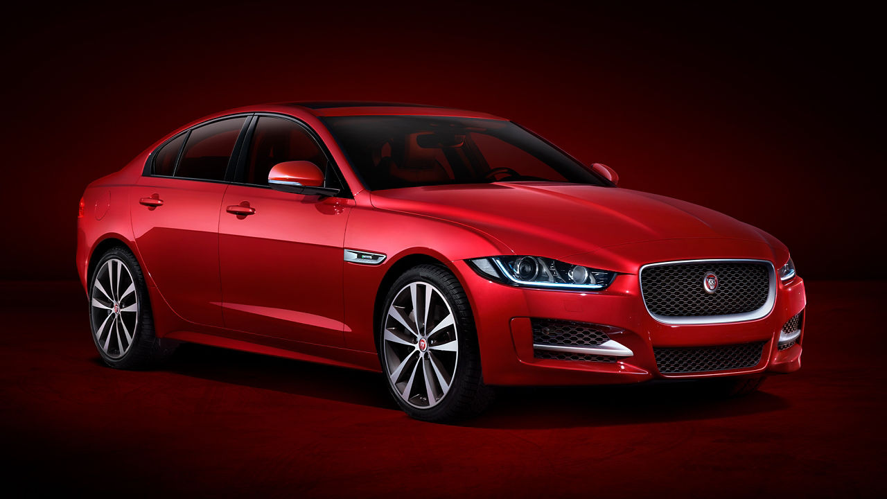 Jaguar XE Side profile with Red Background