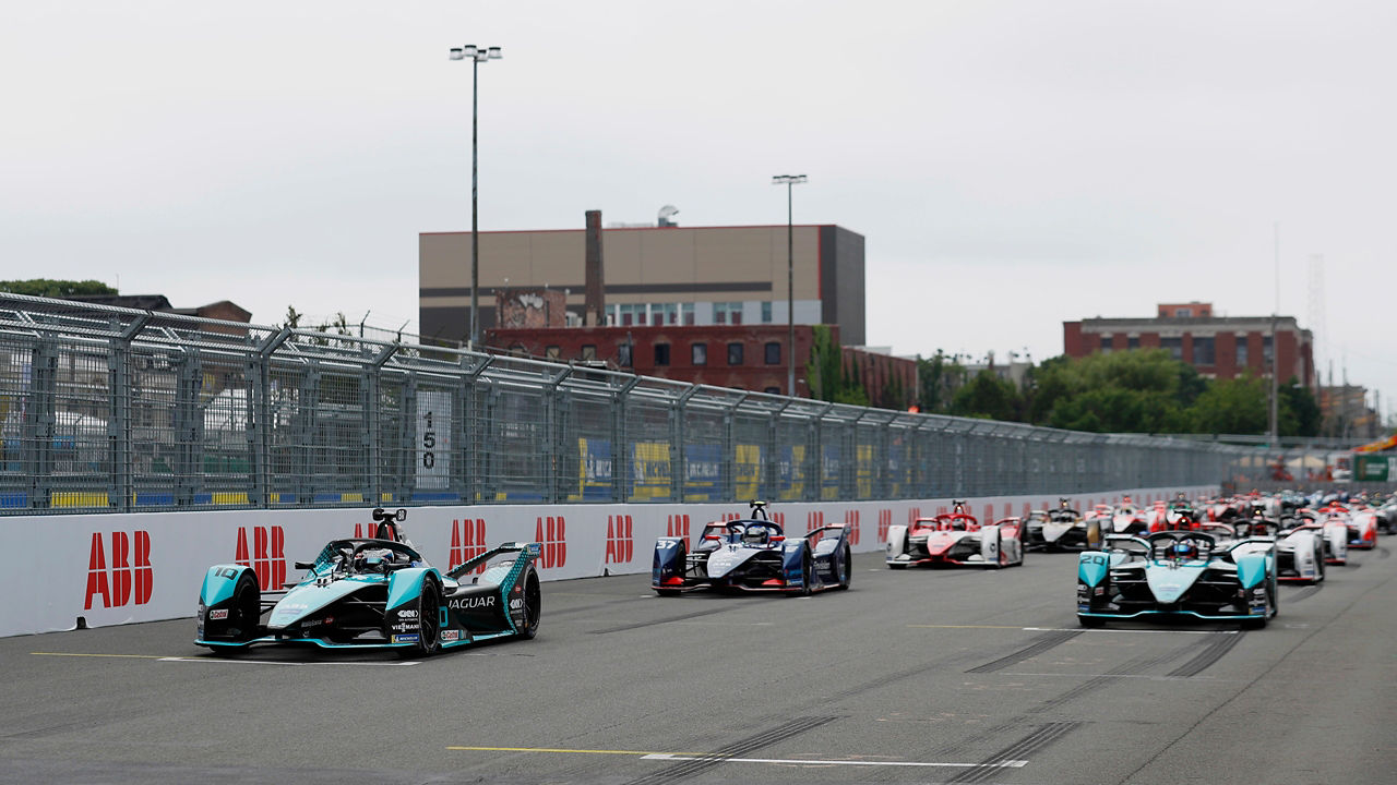 Jaguar TCS Racing cars on track