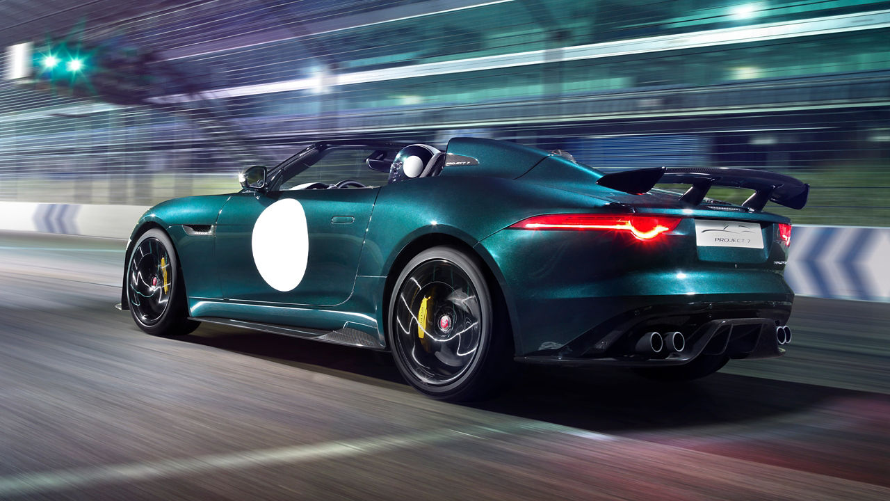 Jaguar F-Type car running on race tracker 