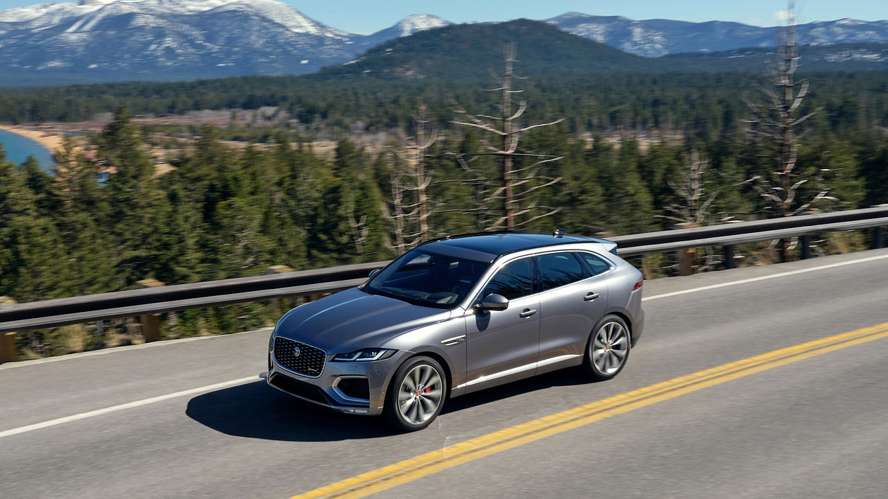 Jaguar F-Pace running on the road